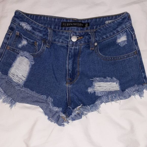 P.S. Erîn Wassøn Cutoff Jean Shorts Jorts Holes 26‎ - Picture 1 of 7